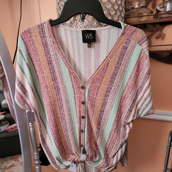 Tie front, button down tee - Picture 1 of 4